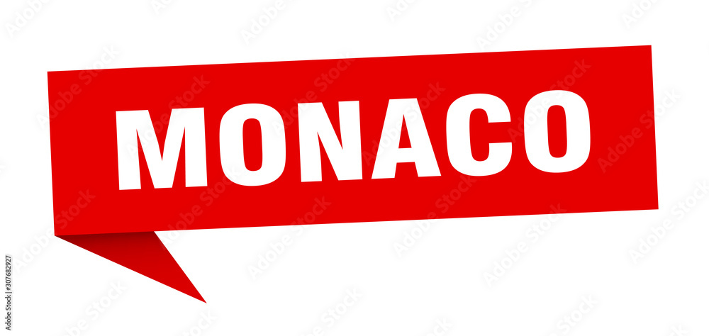 Monaco sticker. Red Monaco signpost pointer sign Monaco sticker. Red Monaco signpost pointer sign