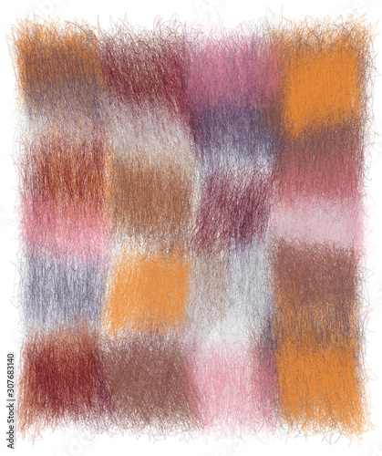 Fluffy checkered plaid with grunge weave colorful square elements in pastel colors