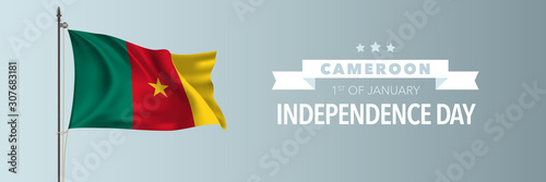 Cameroon happy independence day greeting card, banner vector illustration