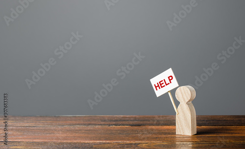 Canvastavla A human figurine asking for help