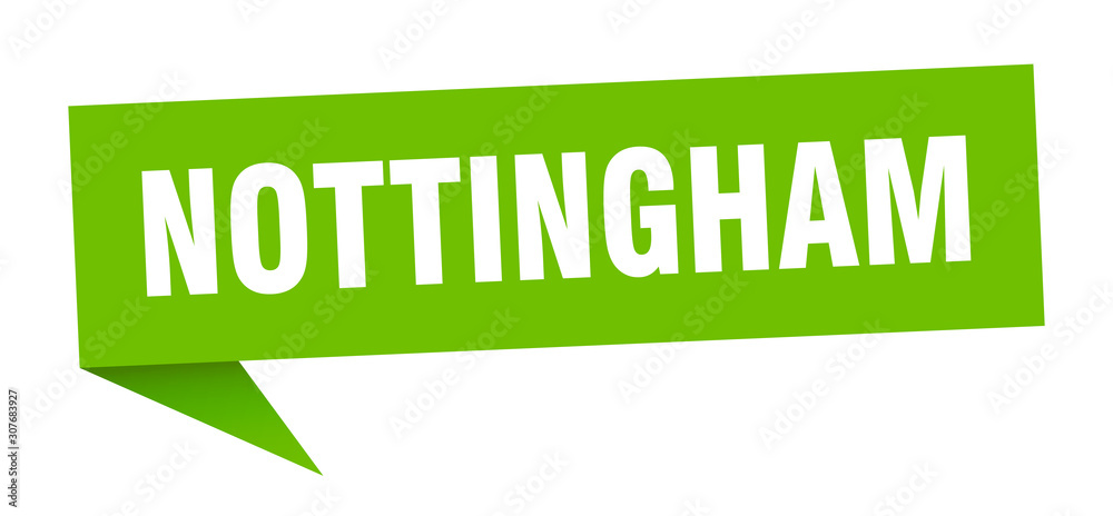 Nottingham sticker. Green Nottingham signpost pointer sign