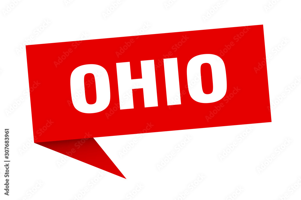 Ohio sticker. Red Ohio signpost pointer sign Ohio sticker. Red Ohio signpost pointer sign