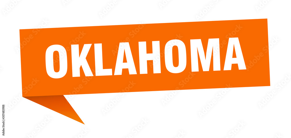 Oklahoma sticker. Orange Oklahoma signpost pointer sign Oklahoma sticker. Orange Oklahoma signpost pointer sign