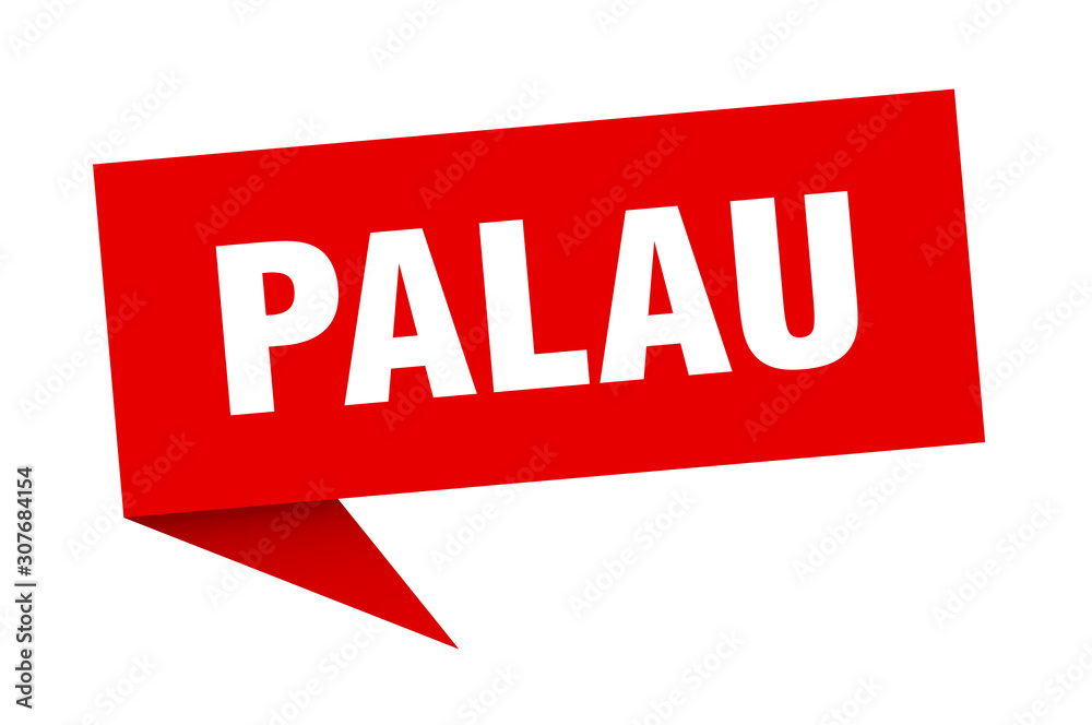 Palau sticker. Red Palau signpost pointer sign Palau sticker. Red Palau signpost pointer sign