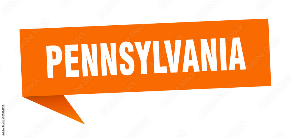 Pennsylvania sticker. Orange Pennsylvania signpost pointer sign Pennsylvania sticker. Orange Pennsylvania signpost pointer sign