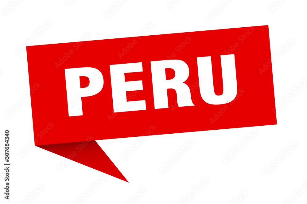 Peru sticker. Red Peru signpost pointer sign Peru sticker. Red Peru signpost pointer sign