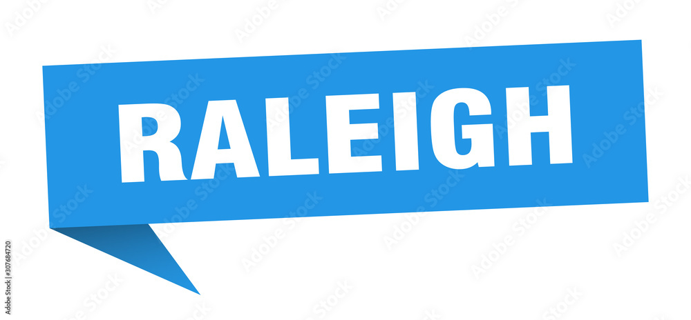 Raleigh sticker. Blue Raleigh signpost pointer sign Raleigh sticker. Blue Raleigh signpost pointer sign