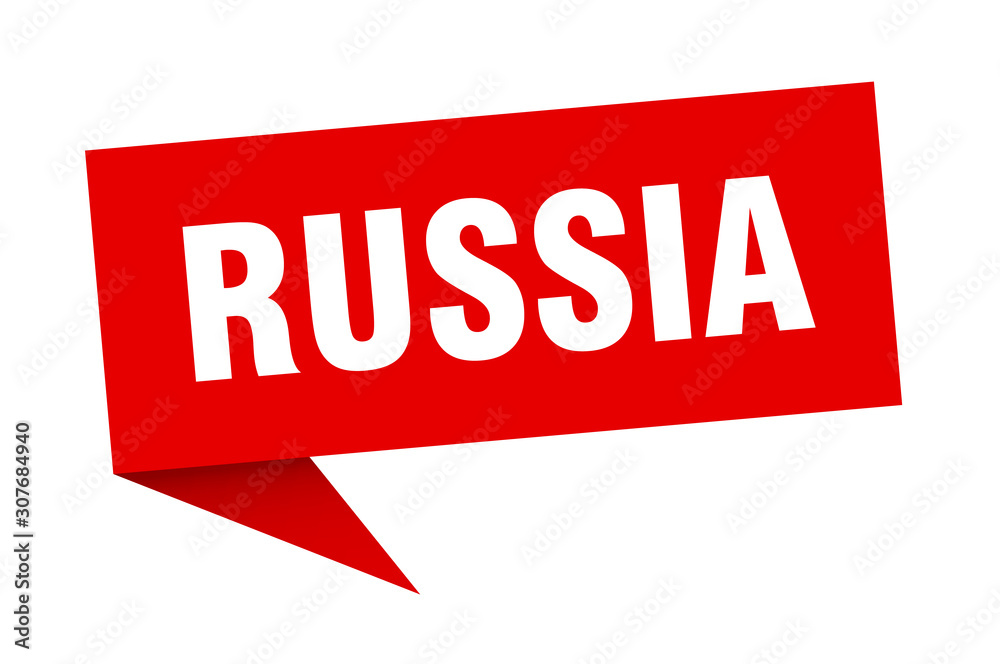 Russia sticker. Red Russia signpost pointer sign Russia sticker. Red Russia signpost pointer sign