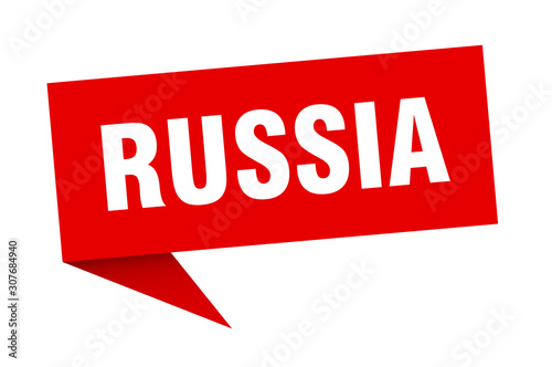 Russia sticker. Red Russia signpost pointer sign