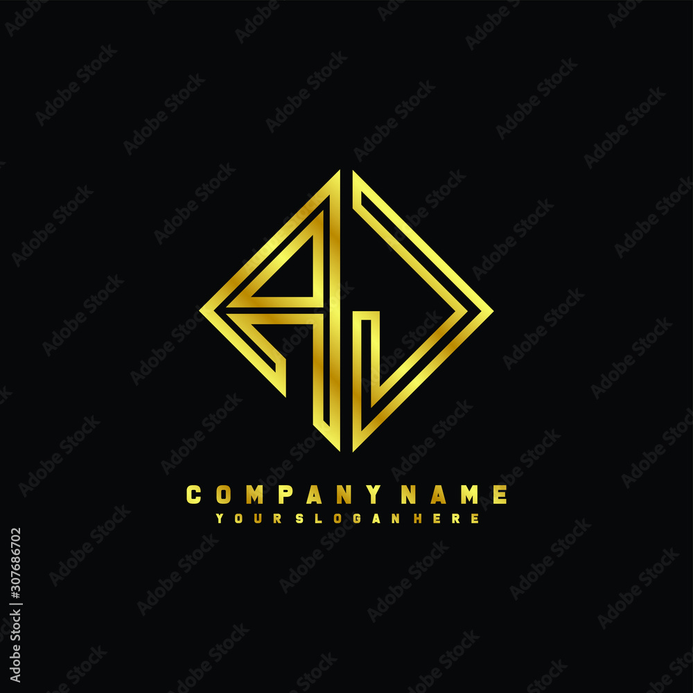 AJ initial letter luxury gold line logo AJ initial letter luxury gold line logo