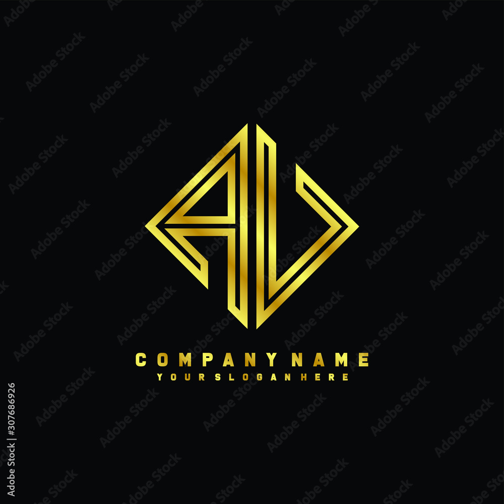 AV initial letter luxury gold line logo