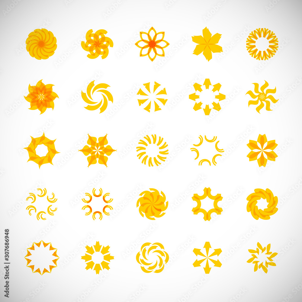 Abstract Circle Icon Set. Vector Isolated On Gray. Abstract Circular ...