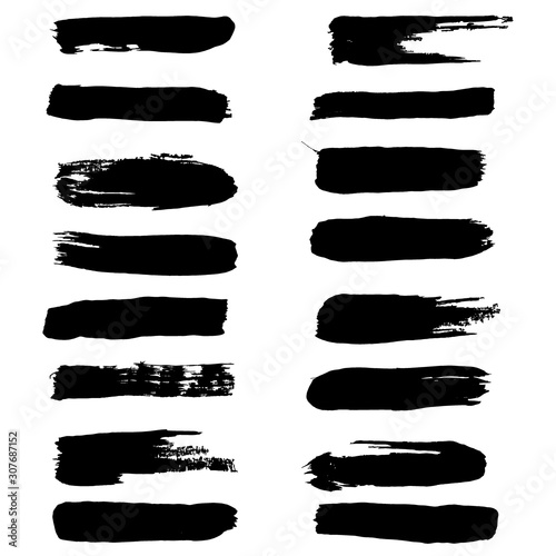 Black ink vector brush strokes Set vector brush