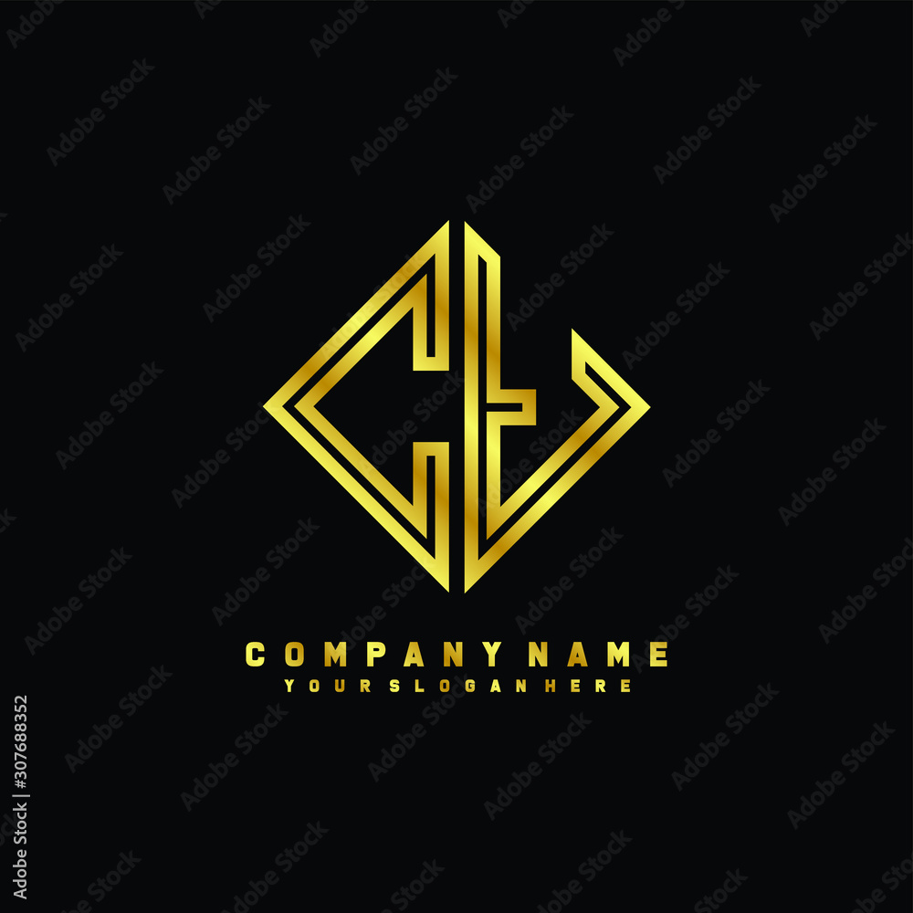 CT initial letter luxury gold line logo CT initial letter luxury gold line logo