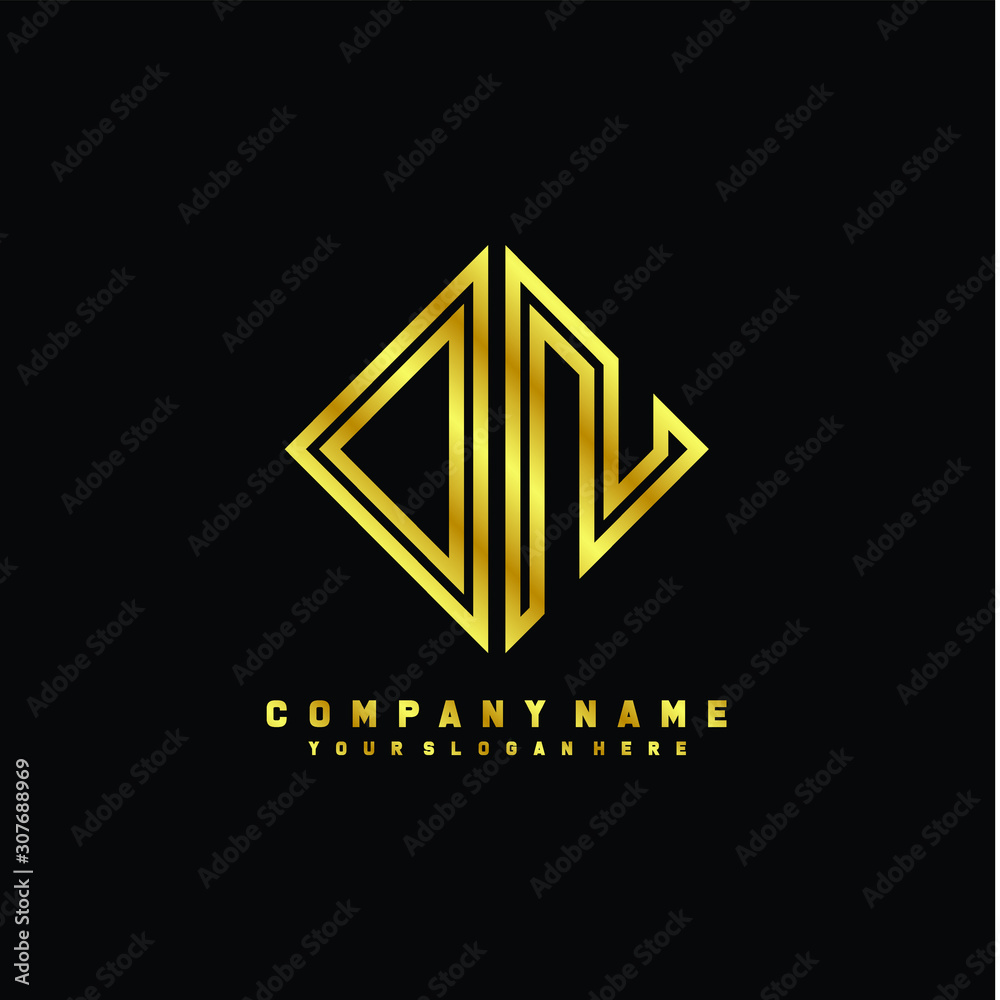 DN initial letter luxury gold line logo