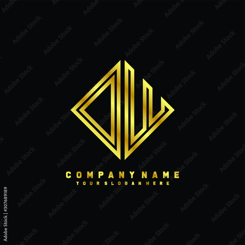 DW initial letter luxury gold line logo