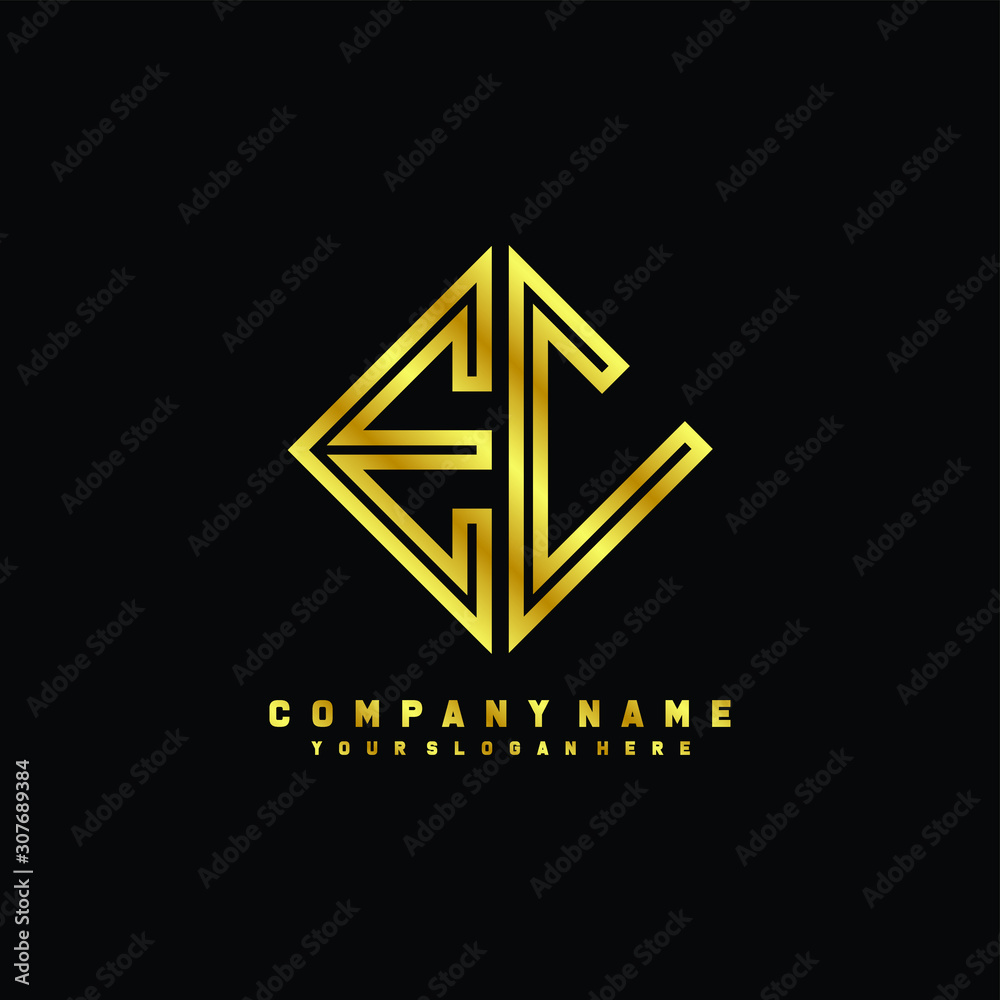 EC initial letter luxury gold line logo EC initial letter luxury gold line logo