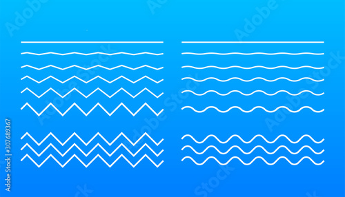 Wave icon with white color on blue background.