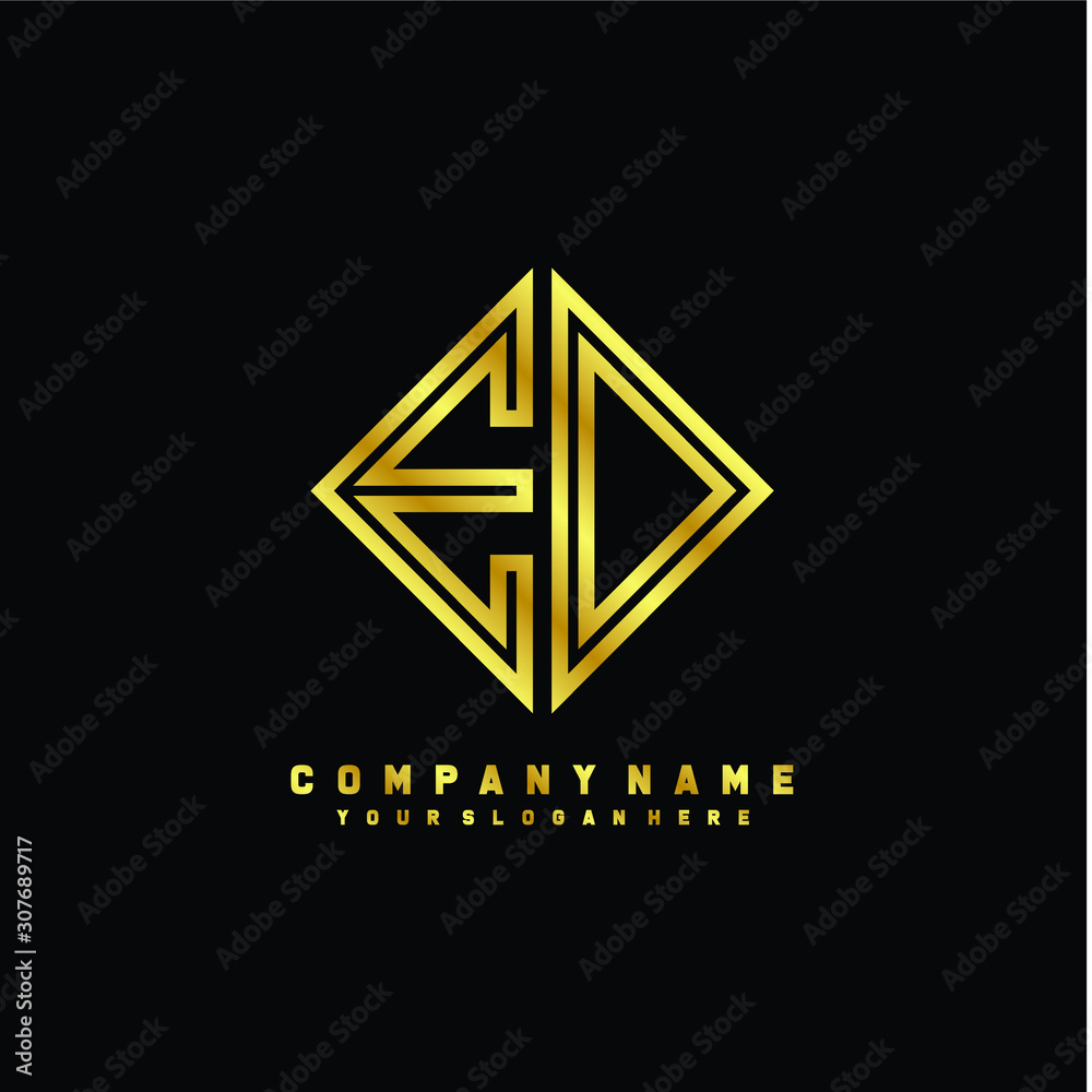 ED initial letter luxury gold line logo ED initial letter luxury gold line logo