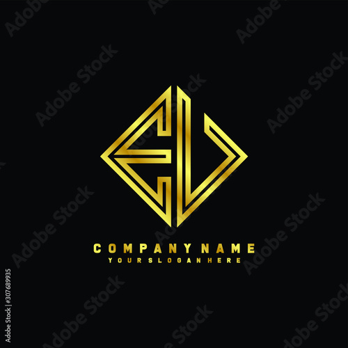 Free Download EV initial letter luxury gold line logo - GFXLoad