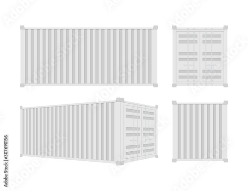 White Shipping Cargo Container Twenty and Forty feet. for Logistics and Transportation. Vector stock Illustration.