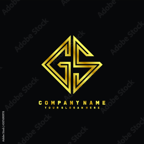 GS initial letter luxury gold line logo