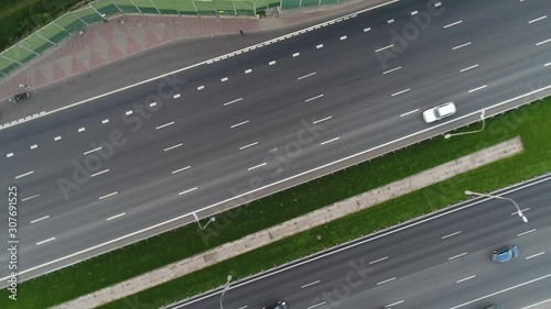 Aerial view of the multi-lane highway 