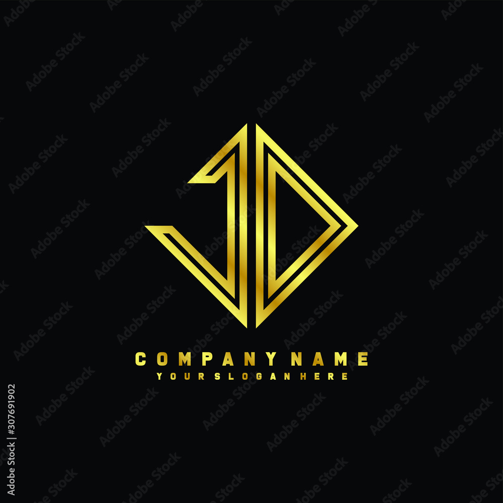 JD initial letter luxury gold line logo JD initial letter luxury gold line logo
