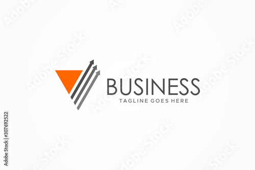 riangle Letter V Arrow Up Business Logo. Flat Vector Logo Design Template Element