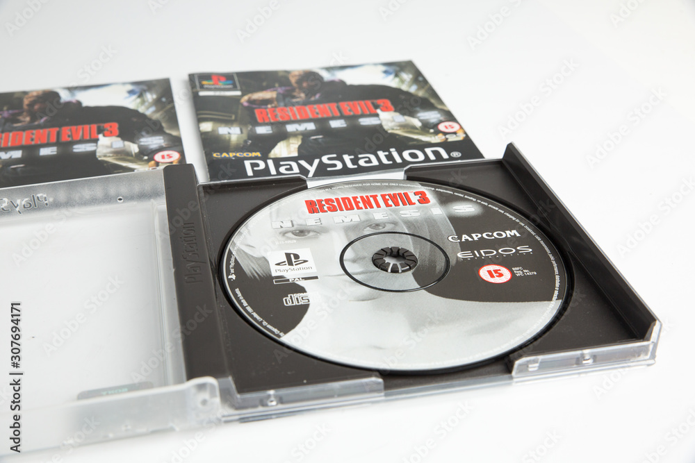 lodnond, england, 05/05/2019 Resident Evil 3 Nemesis playstation , Sony PS1  computer video game by Capcom. A retro famous video game released in the  1990s. Zombie themed game. Puzzle game. Stock Photo | Adobe Stock