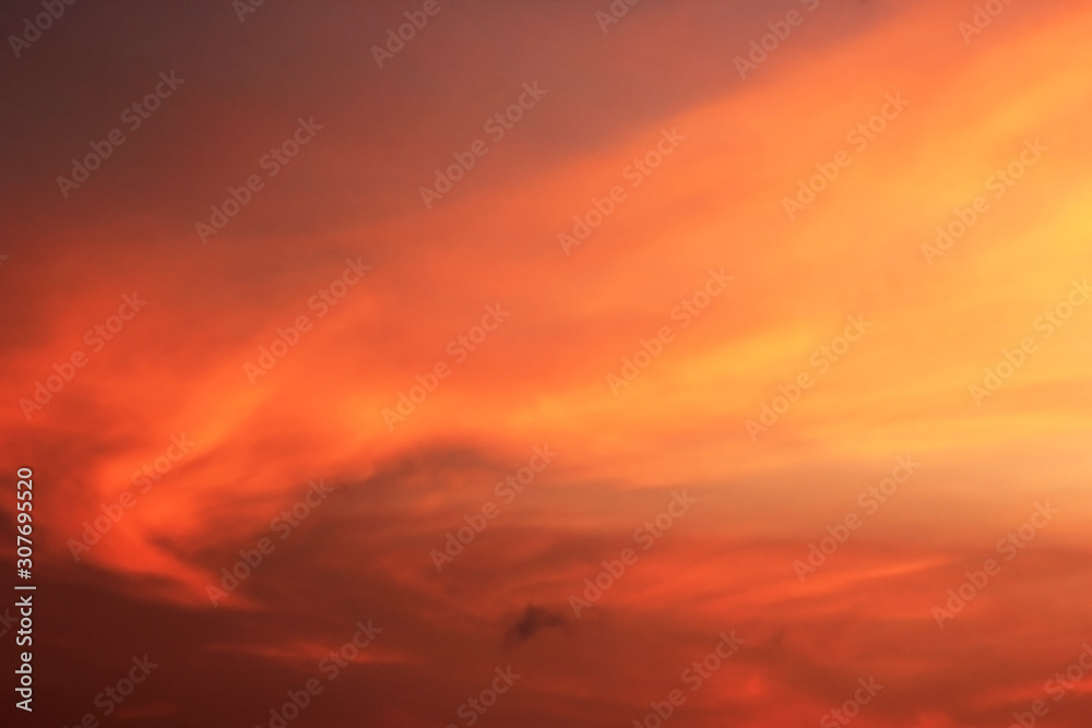 Orange-red sky during the twilight period.