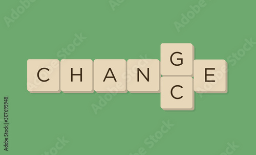 Chance, change in scrabble letters. Isolate vector illustration.