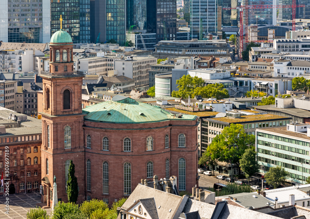 Aerial view of Paulskirche church in Frankfurt