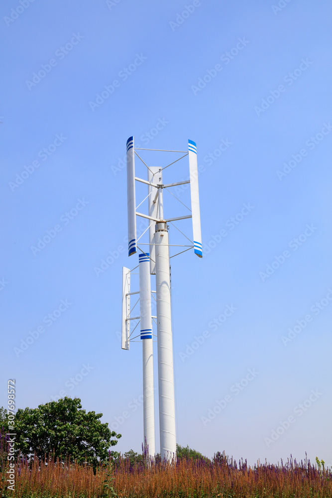 Vertical axis wind turbine in Inner Mongolia, China Vertical axis wind turbine in Inner Mongolia, China