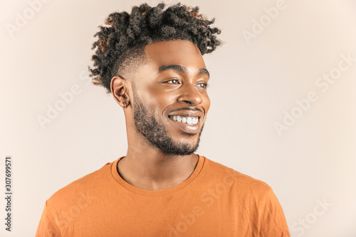 Side view of a smiling guy photo