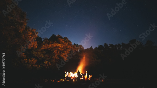 The fire at night. Summer mood