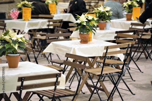 tables and chairs in cafe