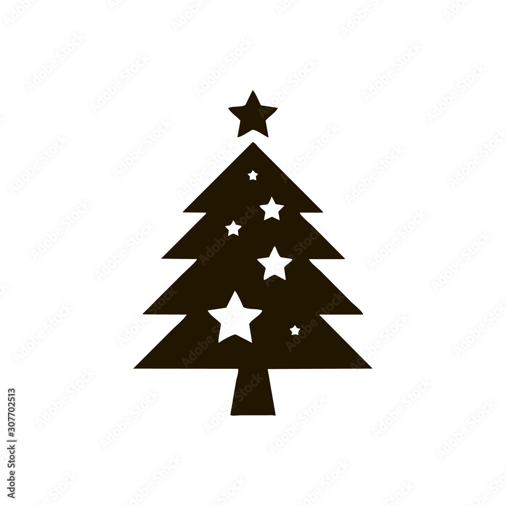 Obraz premium Christmas tree line icon, decorated conifer outline and filled vector sign, linear and full pictogram isolated on white, logo illustration