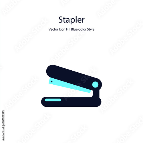 Stapler Vector Icon Fill Blue Color Style