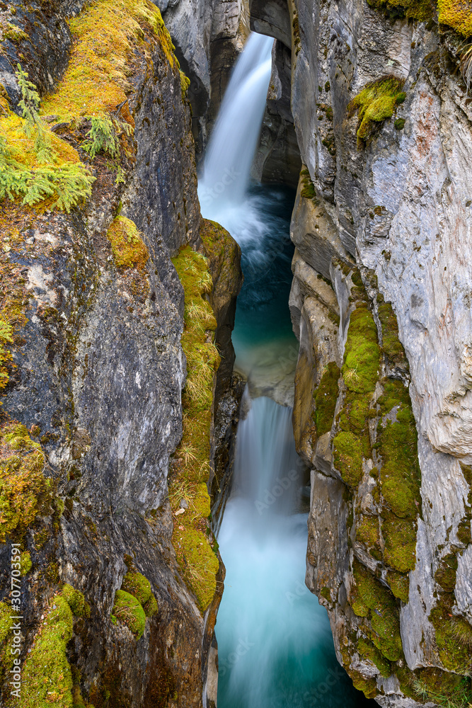 Maligne Falls in Maligne Canyon in the Jasper National Park