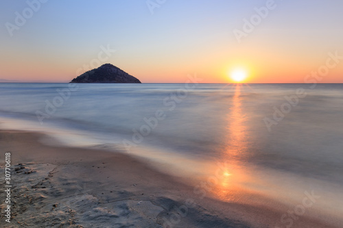 Paradise beach at sunrise. Greece