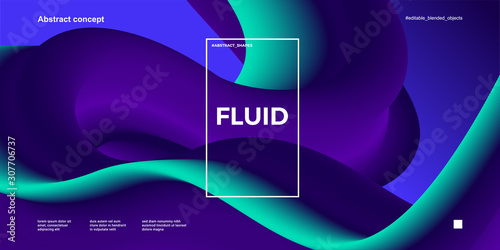 Fototapeta Naklejka Na Ścianę i Meble -  Trendy abstract design template with 3d flow shapes. Dynamic gradient composition. Applicable for landing pages, covers, brochures, flyers, presentations, banners. 