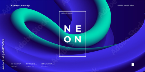 Trendy abstract design template with 3d flow shapes. Dynamic gradient composition. Applicable for landing pages, covers, brochures, flyers, presentations, banners.