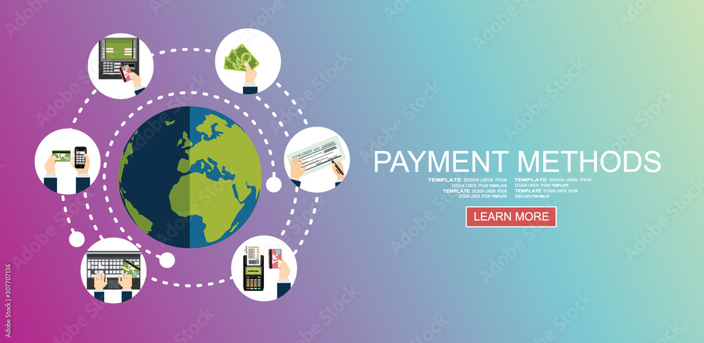 Flat design illustration concepts for Payment Methods. Concepts web banner