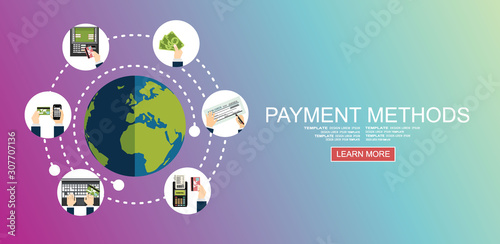 Flat design illustration concepts for Payment Methods. Concepts web banner