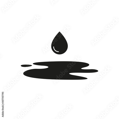 Puddle icon with drop. Simple vector illustration