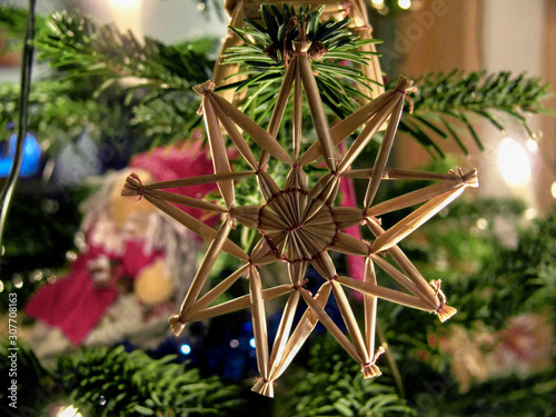 Photography christmas tree with decorations, sweden, stockholm europe, nacka