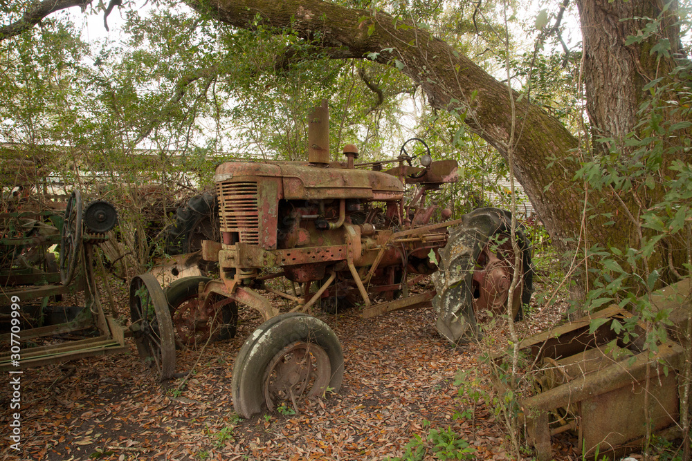 Old Rusty tractor outdoors