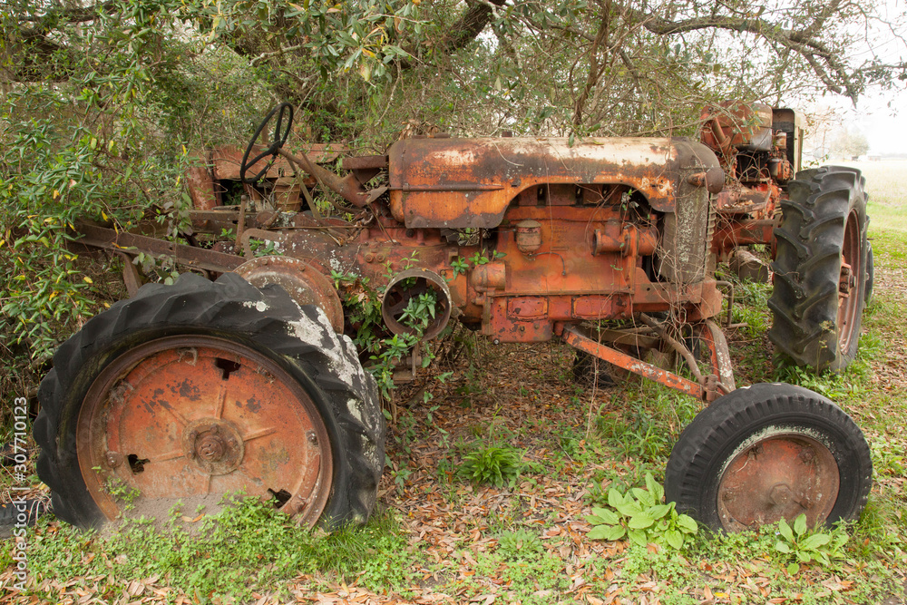 Old Rusty tractor outdoors