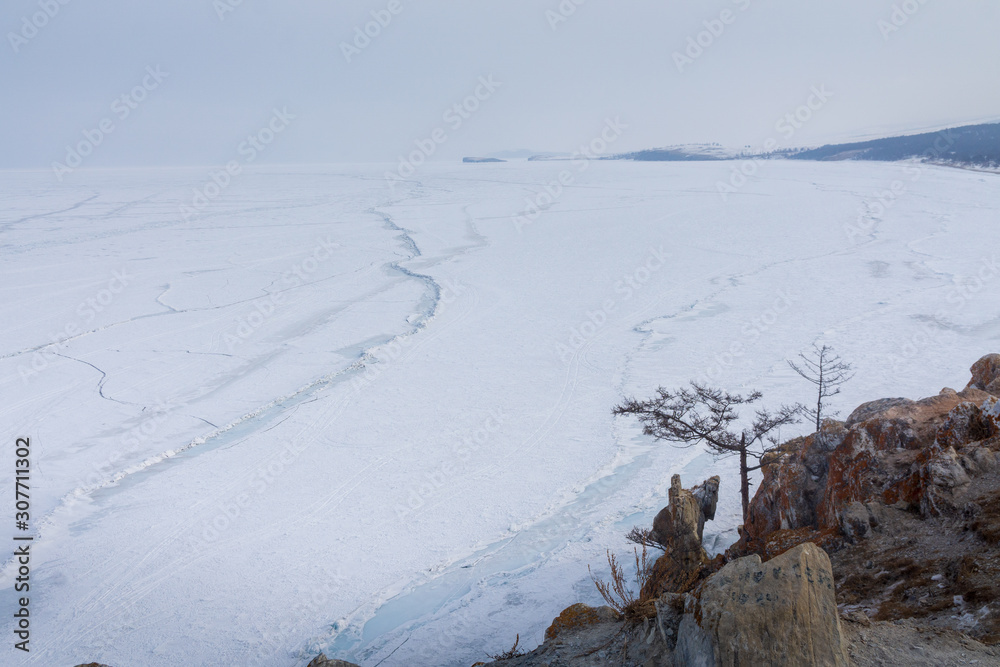 winter landscape with lake Baikal